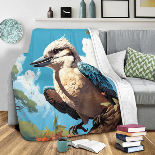 Australia Kookaburra Blanket - Kookaburra Blue Background Blanket