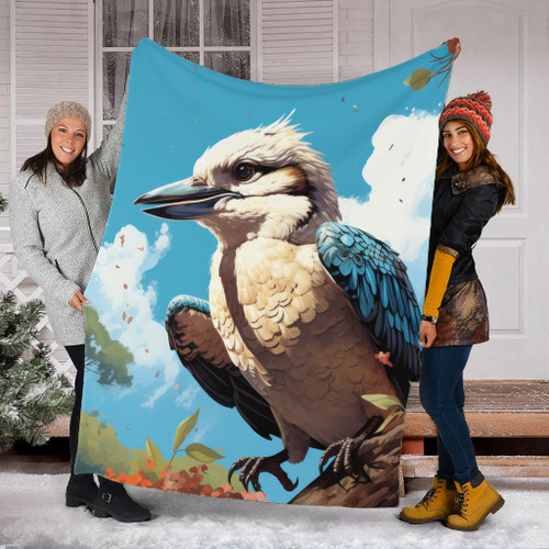 Australia Kookaburra Blanket - Kookaburra Blue Background Blanket Australia Kookaburra Blanket - Kookaburra Blue Background Blanket