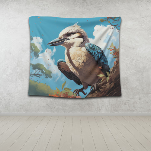 Australia Kookaburra Tapestry - Kookaburra Blue Background Tapestry