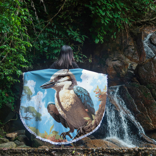 Australia Kookaburra Beach Blanket - Kookaburra Blue Background Beach Blanket Australia Kookaburra Beach Blanket - Kookaburra Blue Background Beach Blanket