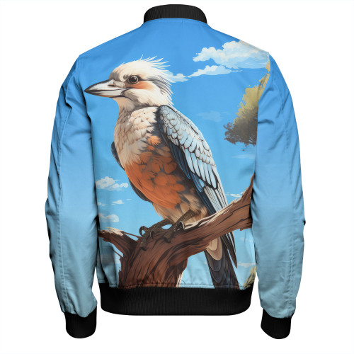 Australia Kookaburra Bomber Jacket - Kookaburra With Blue Sky Bomber Jacket Australia Kookaburra Bomber Jacket - Kookaburra With Blue Sky Bomber Jacket