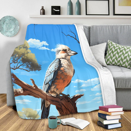 Australia Kookaburra Blanket - Kookaburra With Blue Sky Blanket Australia Kookaburra Blanket - Kookaburra With Blue Sky Blanket