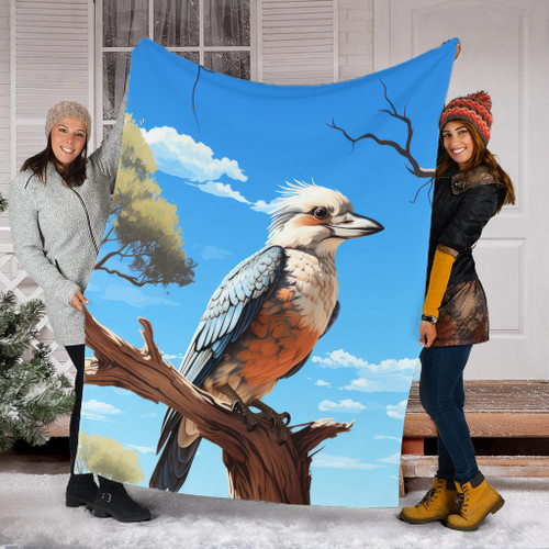 Australia Kookaburra Blanket - Kookaburra With Blue Sky Blanket Australia Kookaburra Blanket - Kookaburra With Blue Sky Blanket