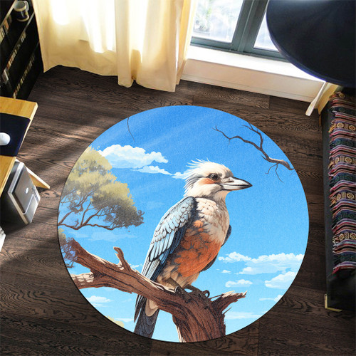 Australia Kookaburra Round Rug - Kookaburra With Blue Sky Round Rug