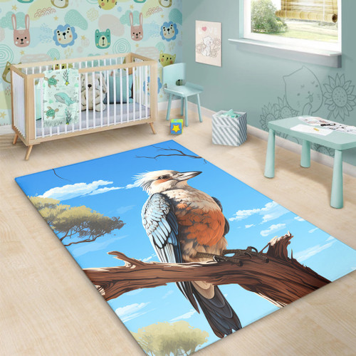 Australia Kookaburra Area Rug - Kookaburra With Blue Sky Area Rug Australia Kookaburra Area Rug - Kookaburra With Blue Sky Area Rug