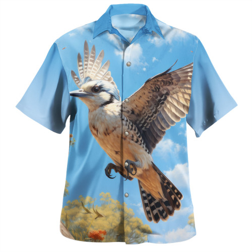 Australia Kookaburra Hawaiian Shirt - Flying Kookaburra with Blue Sky Hawaiian Shirt