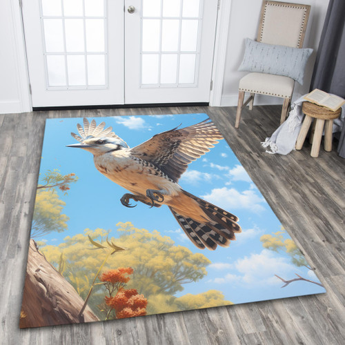 Australia Kookaburra Area Rug - Flying Kookaburra with Blue Sky Area Rug Australia Kookaburra Area Rug - Flying Kookaburra with Blue Sky Area Rug
