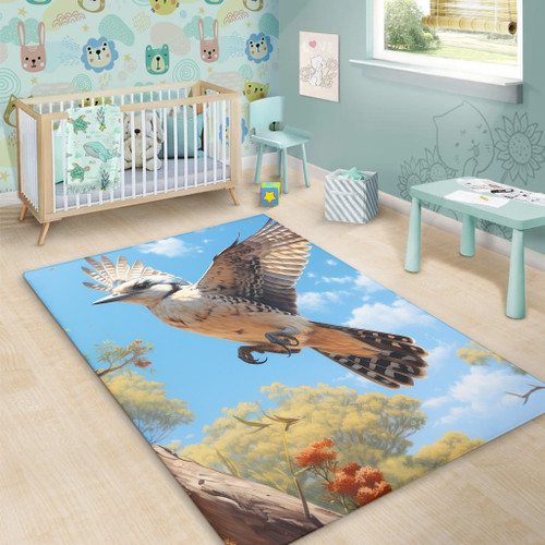 Australia Kookaburra Area Rug - Flying Kookaburra with Blue Sky Area Rug Australia Kookaburra Area Rug - Flying Kookaburra with Blue Sky Area Rug