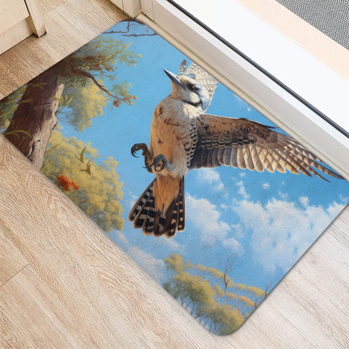 Australia Kookaburra Door Mat - Flying Kookaburra with Blue Sky Door Mat