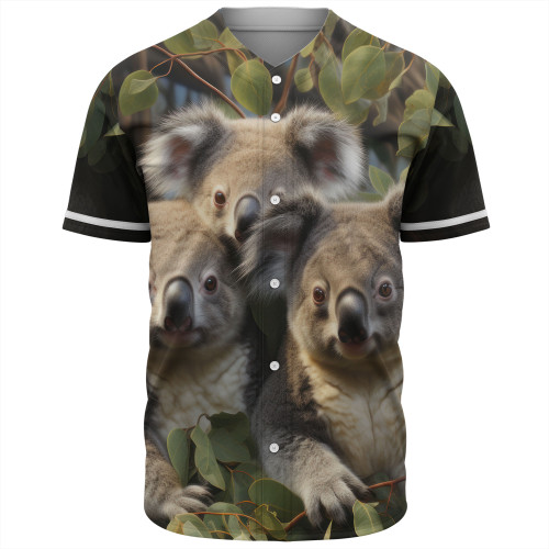 Australia Koala Baseball Shirt - Three Koalas with Gum Trees Ver1 Baseball Shirt