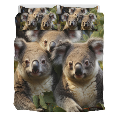 Australia Koala Bedding Set - Three Koalas with Gum Trees Ver1 Bedding Set Australia Koala Bedding Set - Three Koalas with Gum Trees Ver1 Bedding Set