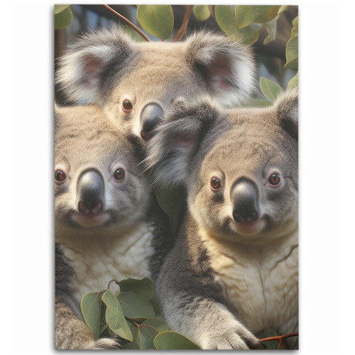 Australia Koala Area Rug - Three Koalas with Gum Trees Ver1 Area Rug Australia Koala Area Rug - Three Koalas with Gum Trees Ver1 Area Rug