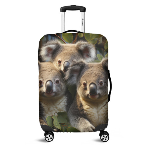 Australia Koala Luggage Cover - Three Koalas with Gum Trees Ver1 Luggage Cover Australia Koala Luggage Cover - Three Koalas with Gum Trees Ver1 Luggage Cover