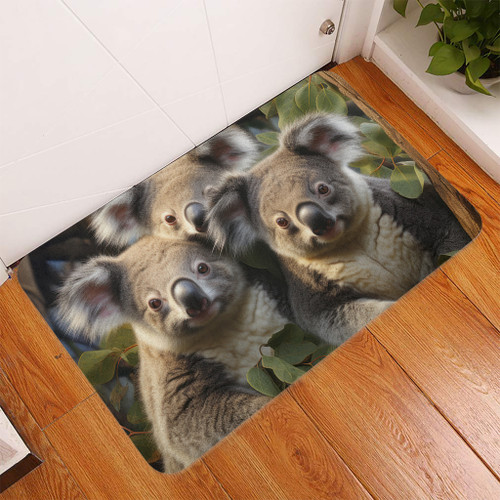 Australia Koala Door Mat - Three Koalas with Gum Trees Ver1 Door Mat Australia Koala Door Mat - Three Koalas with Gum Trees Ver1 Door Mat