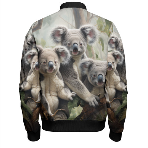 Australia Koala Bomber Jacket - Three Koalas with Gum Trees Ver2 Bomber Jacket