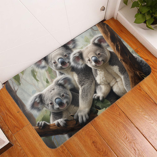 Australia Koala Door Mat - Three Koalas with Gum Trees Ver2 Door Mat Australia Koala Door Mat - Three Koalas with Gum Trees Ver2 Door Mat