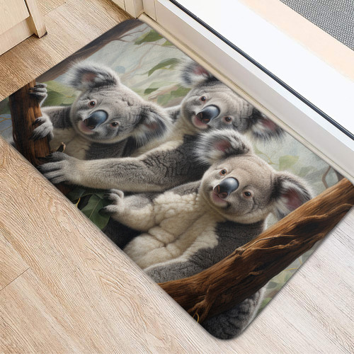 Australia Koala Door Mat - Three Koalas with Gum Trees Ver2 Door Mat Australia Koala Door Mat - Three Koalas with Gum Trees Ver2 Door Mat