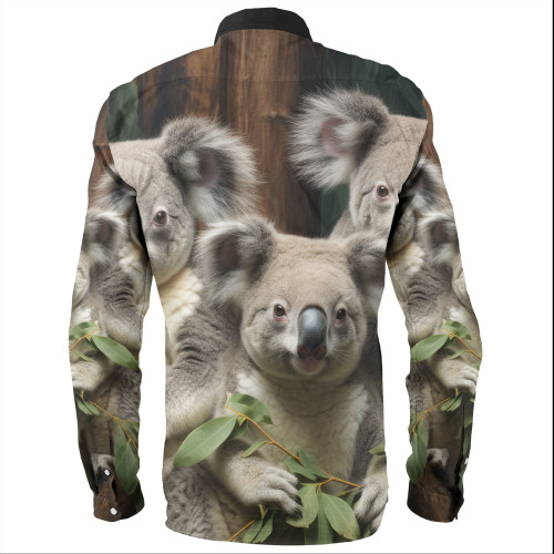 Australia Koala Long Sleeve Shirts - Three Koalas with Gum Trees Ver3 Long Sleeve Shirts Australia Koala Long Sleeve Shirts - Three Koalas with Gum Trees Ver3 Long Sleeve Shirts