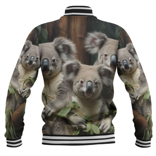 Australia Koala Baseball Jacket - Three Koalas with Gum Trees Ver3 Baseball Jacket Australia Koala Baseball Jacket - Three Koalas with Gum Trees Ver3 Baseball Jacket