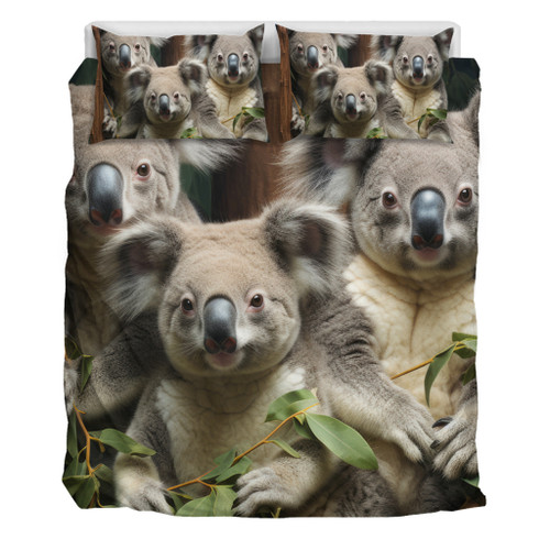 Australia Koala Bedding Set - Three Koalas with Gum Trees Ver3 Bedding Set Australia Koala Bedding Set - Three Koalas with Gum Trees Ver3 Bedding Set