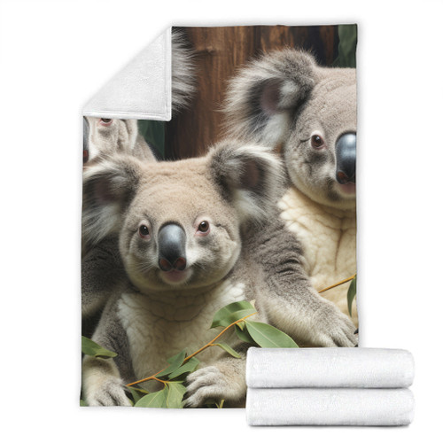 Australia Koala Blanket - Three Koalas with Gum Trees Ver3 Blanket Australia Koala Blanket - Three Koalas with Gum Trees Ver3 Blanket