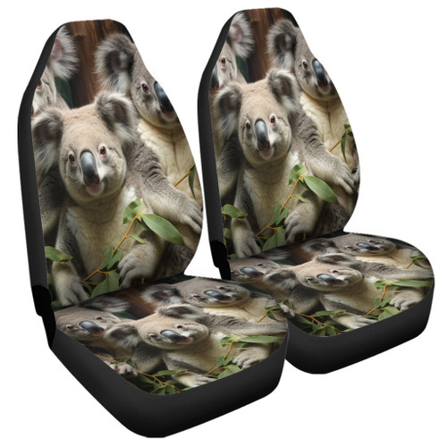 Australia Koala Car Seat Covers - Three Koalas with Gum Trees Ver3 Car Seat Covers Australia Koala Car Seat Covers - Three Koalas with Gum Trees Ver3 Car Seat Covers