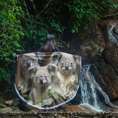 Australia Koala Beach Blanket - Three Koalas with Gum Trees Ver3 Beach Blanket Australia Koala Beach Blanket - Three Koalas with Gum Trees Ver3 Beach Blanket