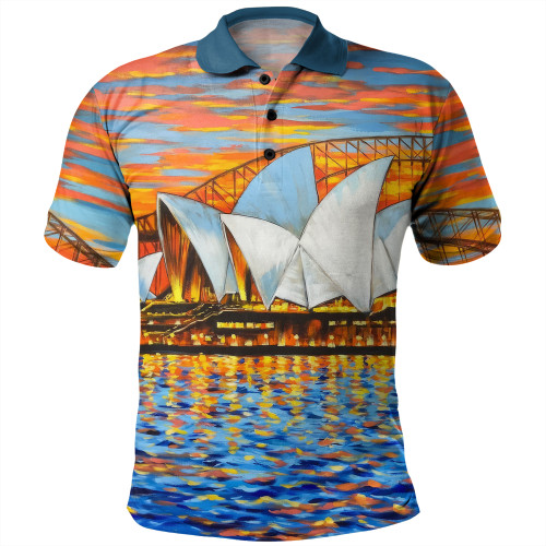 Sydney Travelling Polo Shirt - Sydney Opera House Oil Painting Art Polo Shirt