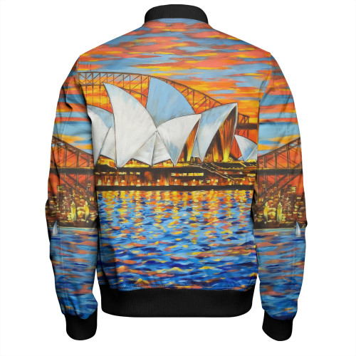 Sydney Travelling Bomber Jacket - Sydney Opera House Oil Painting Art Bomber Jacket Sydney Travelling Bomber Jacket - Sydney Opera House Oil Painting Art Bomber Jacket