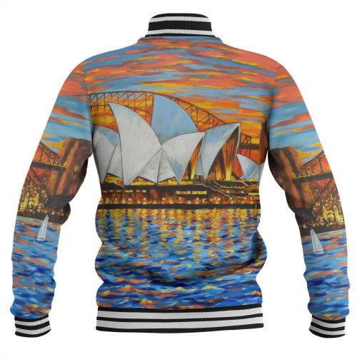 Sydney Travelling Baseball Jacket - Sydney Opera House Oil Painting Art Baseball Jacket Sydney Travelling Baseball Jacket - Sydney Opera House Oil Painting Art Baseball Jacket
