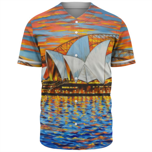 Sydney Travelling Baseball Shirt - Sydney Opera House Oil Painting Art Baseball Shirt