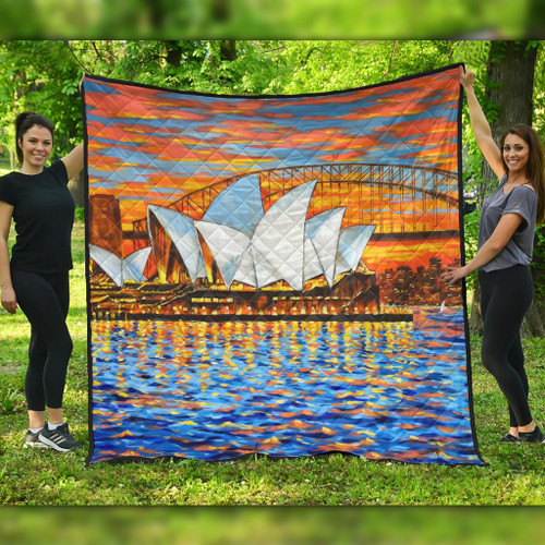 Sydney Travelling Quilt - Sydney Opera House Oil Painting Art Quilt Sydney Travelling Quilt - Sydney Opera House Oil Painting Art Quilt