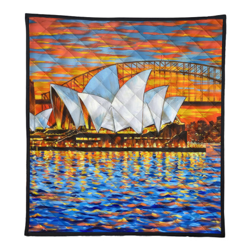 Sydney Travelling Quilt - Sydney Opera House Oil Painting Art Quilt Sydney Travelling Quilt - Sydney Opera House Oil Painting Art Quilt