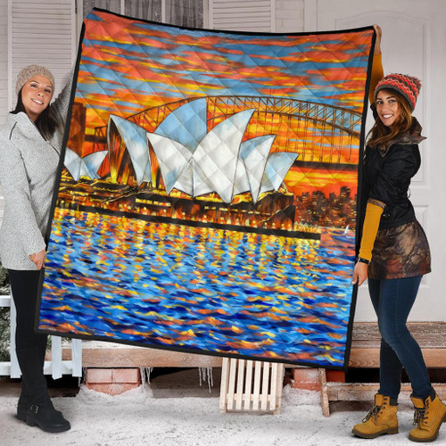 Sydney Travelling Quilt - Sydney Opera House Oil Painting Art Quilt