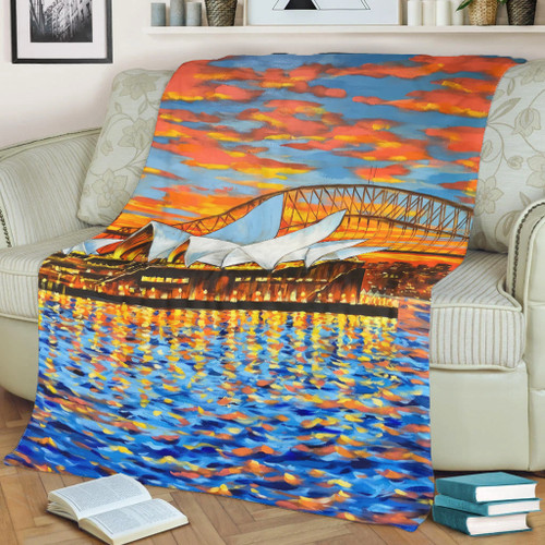 Sydney Travelling Blanket - Sydney Opera House Oil Painting Art Blanket Sydney Travelling Blanket - Sydney Opera House Oil Painting Art Blanket