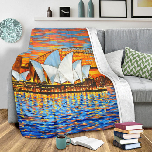 Sydney Travelling Blanket - Sydney Opera House Oil Painting Art Blanket Sydney Travelling Blanket - Sydney Opera House Oil Painting Art Blanket