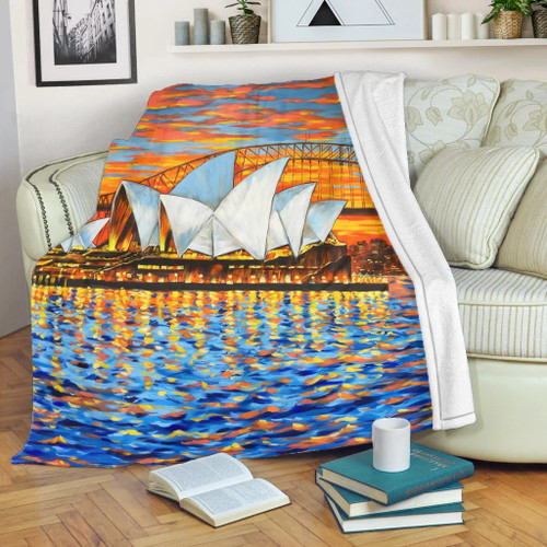 Sydney Travelling Blanket - Sydney Opera House Oil Painting Art Blanket Sydney Travelling Blanket - Sydney Opera House Oil Painting Art Blanket