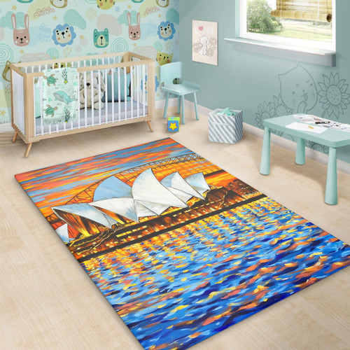 Sydney Travelling Area Rug - Sydney Opera House Oil Painting Art Area Rug Sydney Travelling Area Rug - Sydney Opera House Oil Painting Art Area Rug