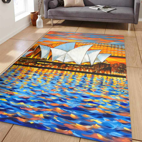 Sydney Travelling Area Rug - Sydney Opera House Oil Painting Art Area Rug Sydney Travelling Area Rug - Sydney Opera House Oil Painting Art Area Rug