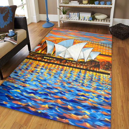 Sydney Travelling Area Rug - Sydney Opera House Oil Painting Art Area Rug Sydney Travelling Area Rug - Sydney Opera House Oil Painting Art Area Rug