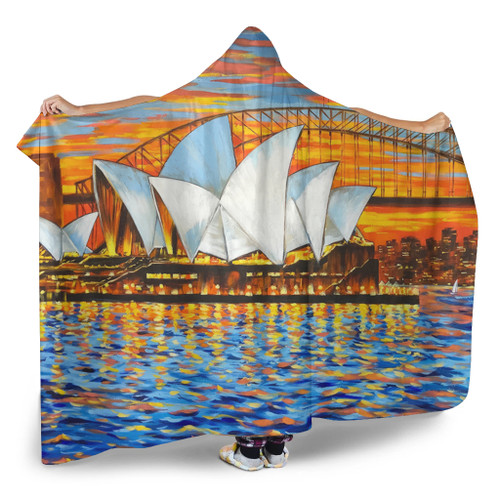 Sydney Travelling Hooded Blanket - Sydney Opera House Oil Painting Art Hooded Blanket Sydney Travelling Hooded Blanket - Sydney Opera House Oil Painting Art Hooded Blanket