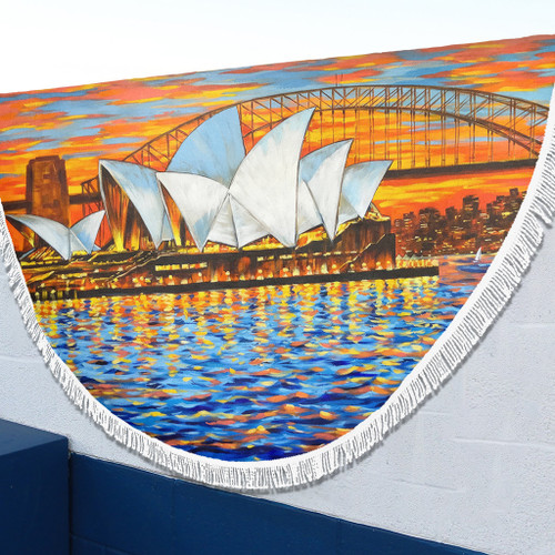 Sydney Travelling Beach Blanket - Sydney Opera House Oil Painting Art Beach Blanket Sydney Travelling Beach Blanket - Sydney Opera House Oil Painting Art Beach Blanket
