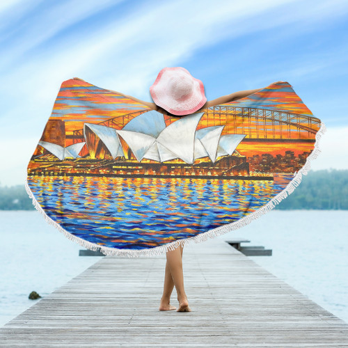 Sydney Travelling Beach Blanket - Sydney Opera House Oil Painting Art Beach Blanket Sydney Travelling Beach Blanket - Sydney Opera House Oil Painting Art Beach Blanket