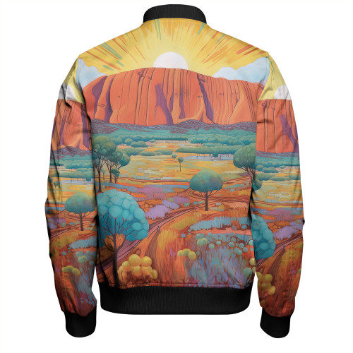 Urulu Travelling Bomber Jacket - Urulu Mountain Oil Painting Art Bomber Jacket Urulu Travelling Bomber Jacket - Urulu Mountain Oil Painting Art Bomber Jacket