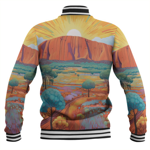 Urulu Travelling Baseball Jacket - Urulu Mountain Oil Painting Art Baseball Jacket