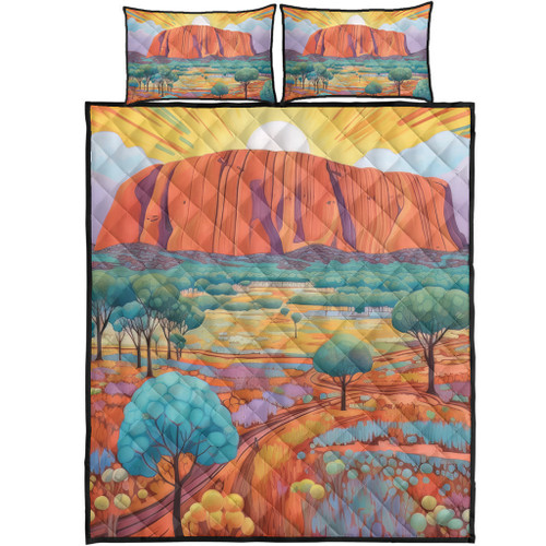Urulu Travelling Quilt Bed Set - Urulu Mountain Oil Painting Art Quilt Bed Set