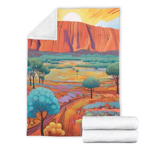 Urulu Travelling Blanket - Urulu Mountain Oil Painting Art Blanket Urulu Travelling Blanket - Urulu Mountain Oil Painting Art Blanket