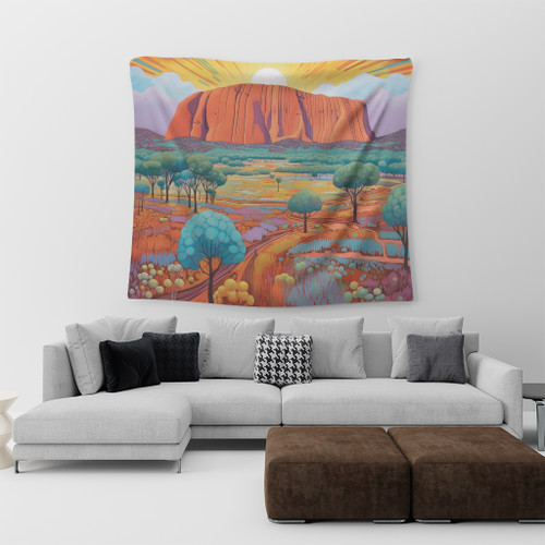 Urulu Travelling Tapestry - Urulu Mountain Oil Painting Art Tapestry Urulu Travelling Tapestry - Urulu Mountain Oil Painting Art Tapestry
