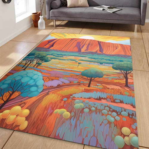 Urulu Travelling Area Rug - Urulu Mountain Oil Painting Art Area Rug Urulu Travelling Area Rug - Urulu Mountain Oil Painting Art Area Rug