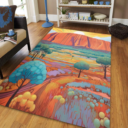 Urulu Travelling Area Rug - Urulu Mountain Oil Painting Art Area Rug Urulu Travelling Area Rug - Urulu Mountain Oil Painting Art Area Rug